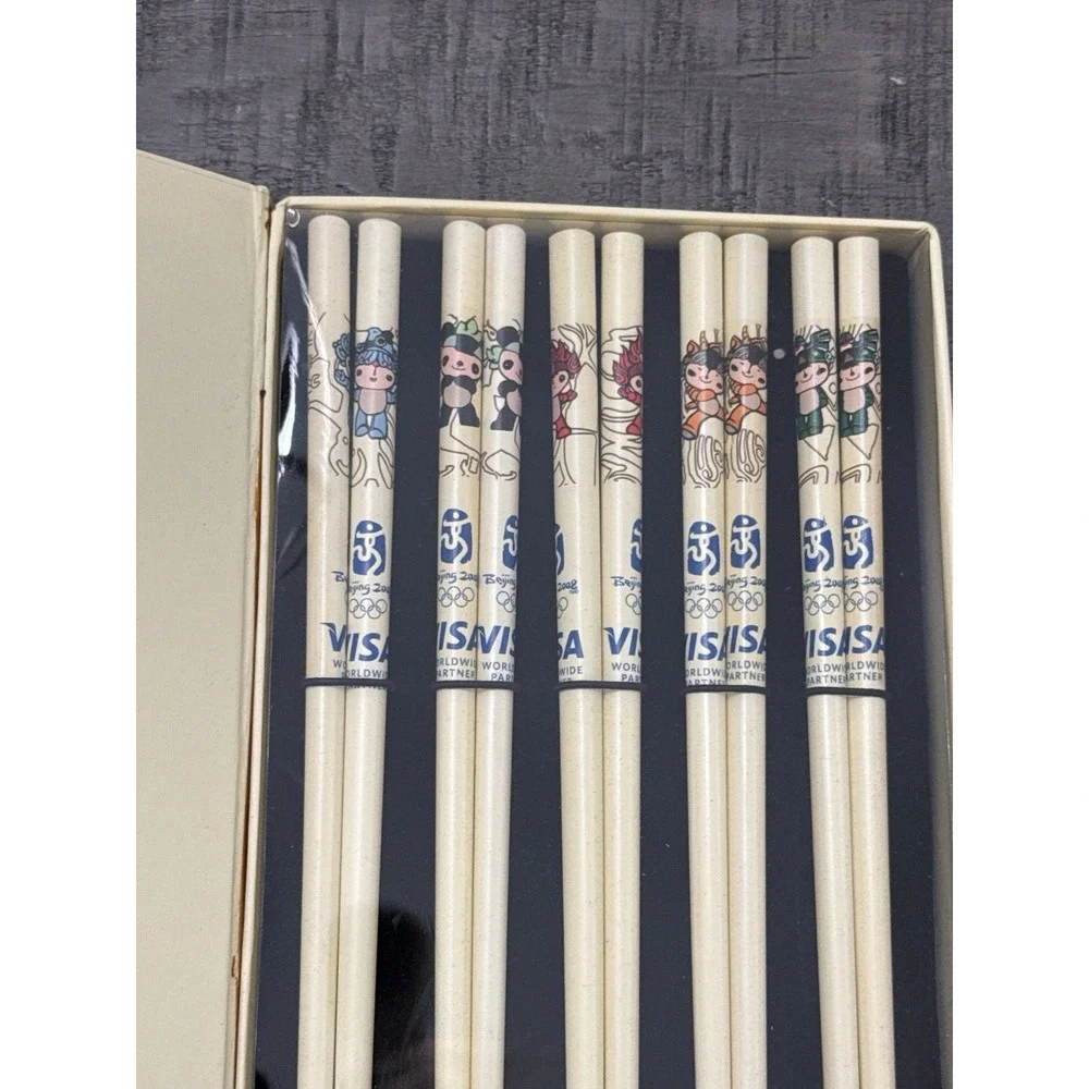 Beijing 2008 Olympics‎ Chopsticks Set Visa Sponsor Mascot Fuwa Collector Box